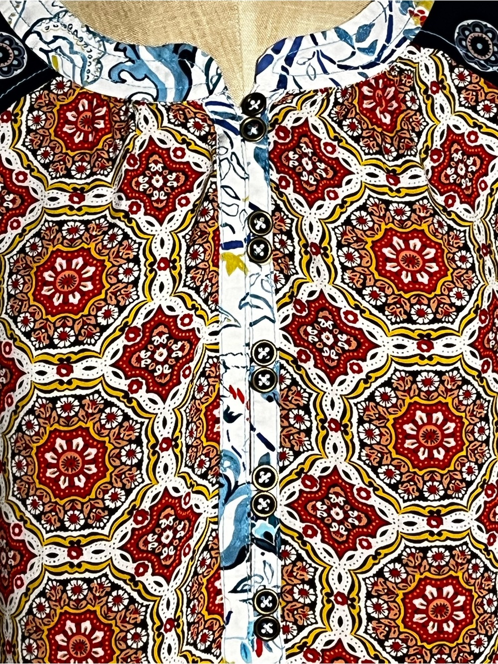 Maeve Anthropologie Mixed Print Boho Medallion Blouse Top Size 12 - Picture 5 of 11